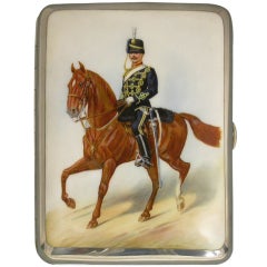 Victorian Silver & Enamel 3rd Kings Own Hussars Cigar Case