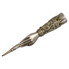 Antique Early Victorian Novelty Parcel Gilt Hand Pencil Dated Registered Design 
