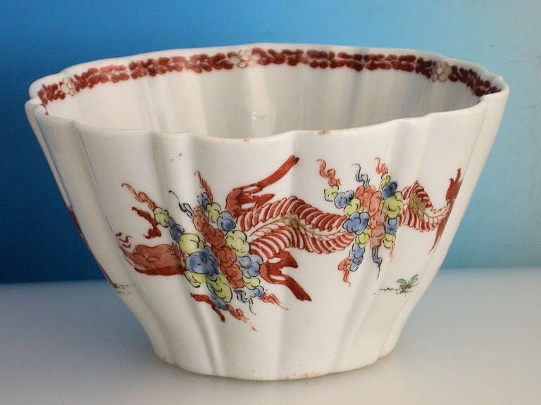 English Early Worcester Red Crabs Pattern Bowl