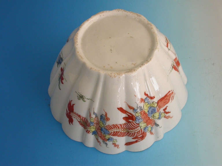 Early Worcester Red Crabs Pattern Bowl In Excellent Condition In Sittingbourne, Kent