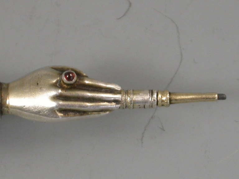 Early Victorian Novelty Parcel Gilt Hand Pencil Dated Registered Design  2
