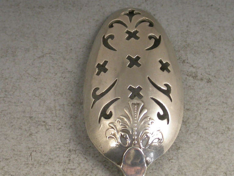 George II Rococo Silver 'Fancy-Back' Mote Spoon  1