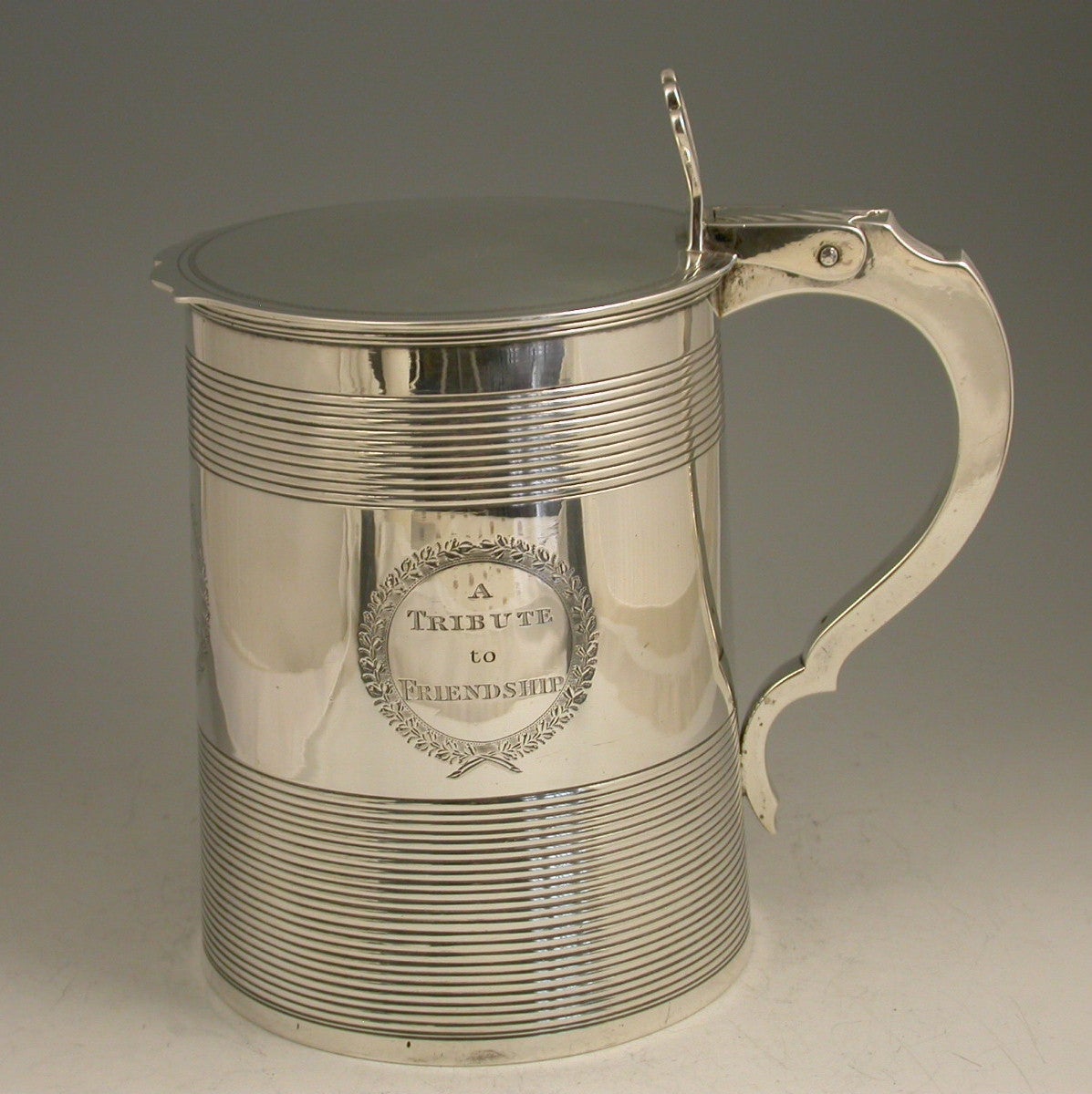 George III Antique Silver Flat Lidded Tankard 