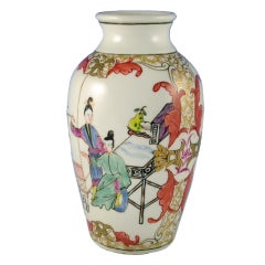 First Period Worcester Chinoiserie Vase