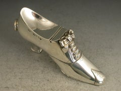 Victorian Novelty Silver Registered Design Shoe Bonbonniere & Seal 