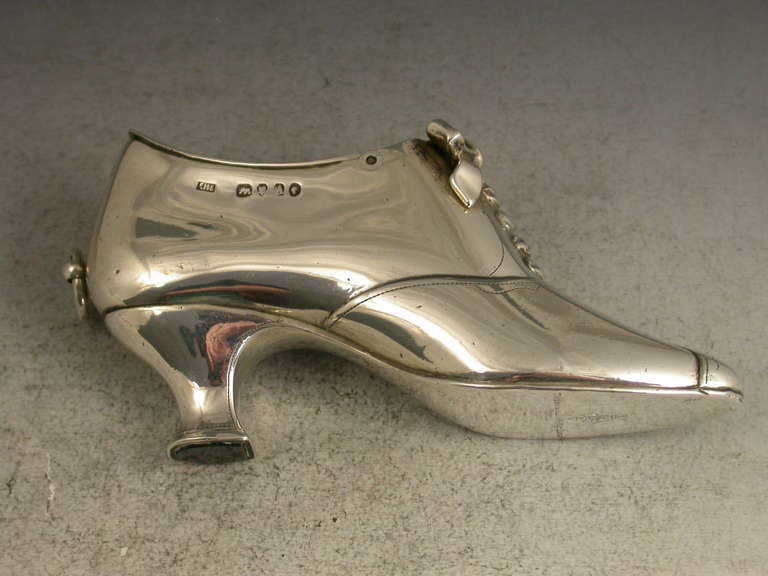Victorian Novelty Silver Registered Design Shoe Bonbonniere & Seal