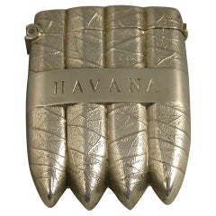 Victorian Novelty Silver Havana Cigar Vesta Case 