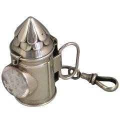 Antique Victorian Novelty Silver 'Railway Lantern' Sewing Etui / Vinaigrette 