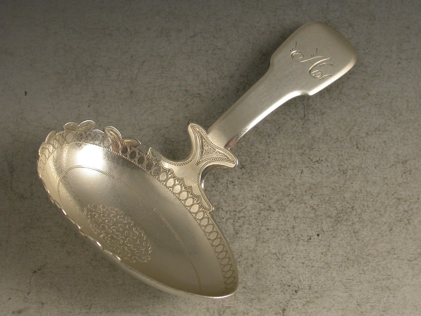 George III Antique Silver Egg Shaped Bowl Caddy Spoon