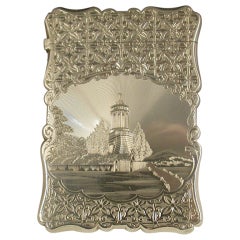 Victorian Engraved Silver 'Burns Monument' Card Case