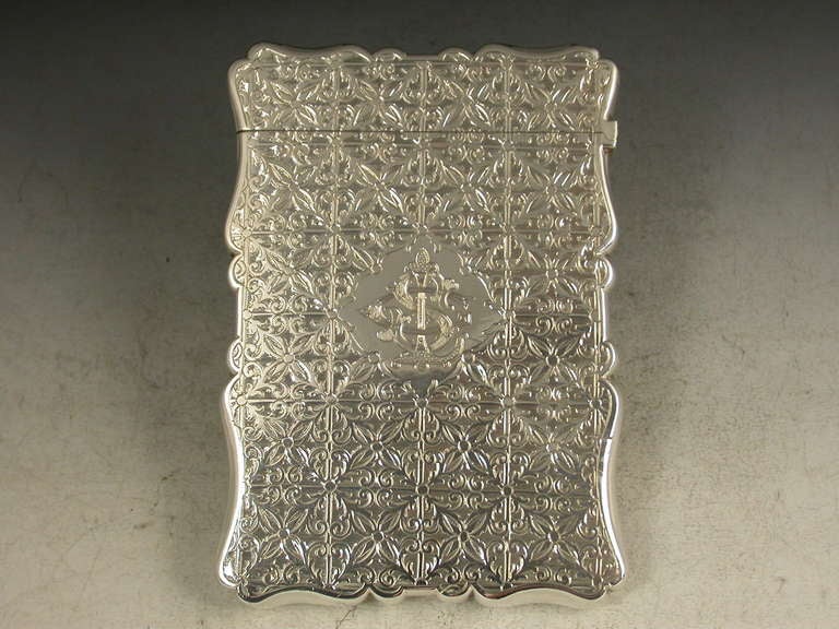 Victorian Engraved Silver 'Burns Monument' Card Case 2