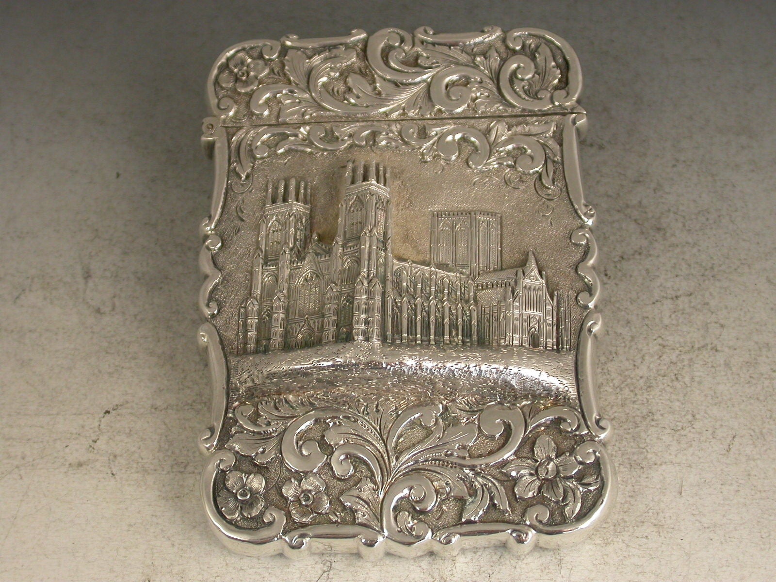 Victorian Silver 'Castle-Top' Card Case York Minster 