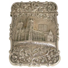 Antique Victorian Silver 'Castle-Top' Card Case York Minster 