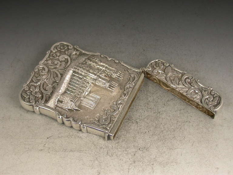 Victorian Silver 'Castle-Top' Card Case York Minster  2