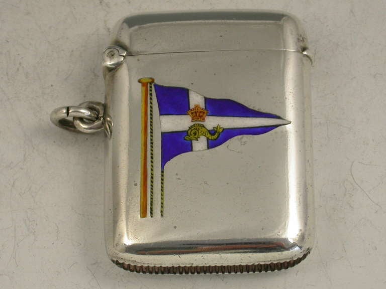 Edwardian Silver & Enamel Royal Western Yacht Club Vesta Case