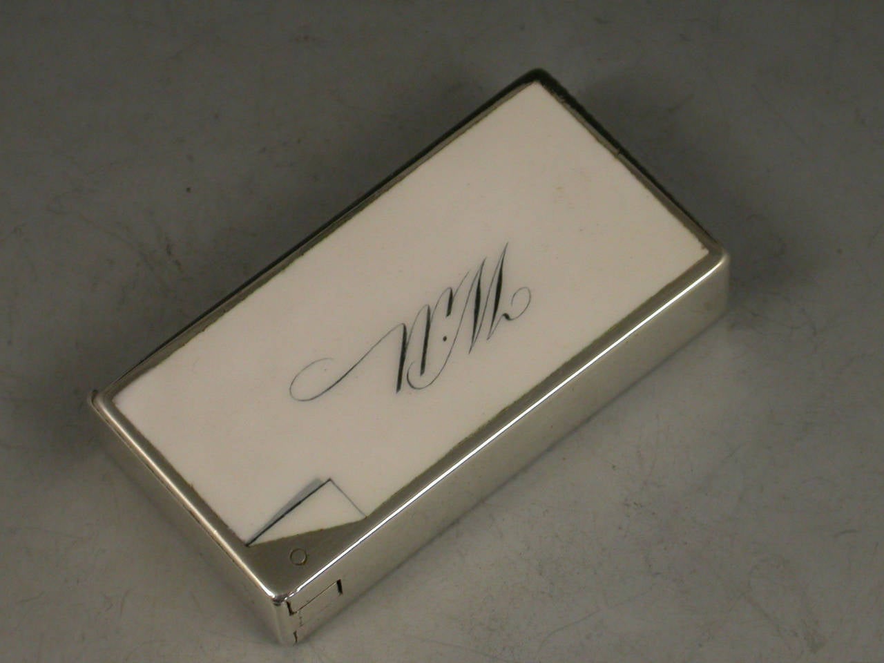 Victorian Silver and Enamel Calling Card Vesta Case, Engraved 'Will'