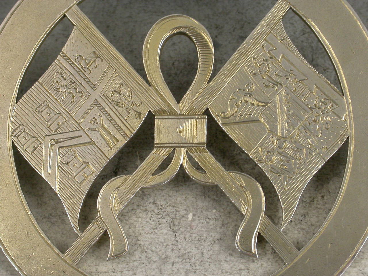 English Victorian Silver Gilt, Masonic Badge or Medal, Engraved 'Kent'