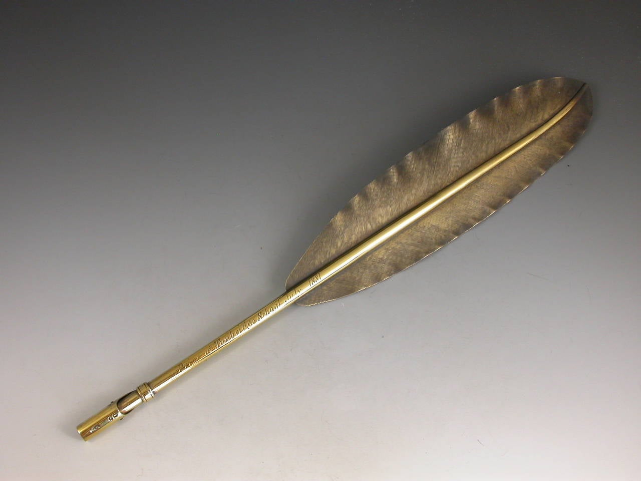 Victorian Cased Silver Gilt Prize Quill Pen In Good Condition In Sittingbourne, Kent