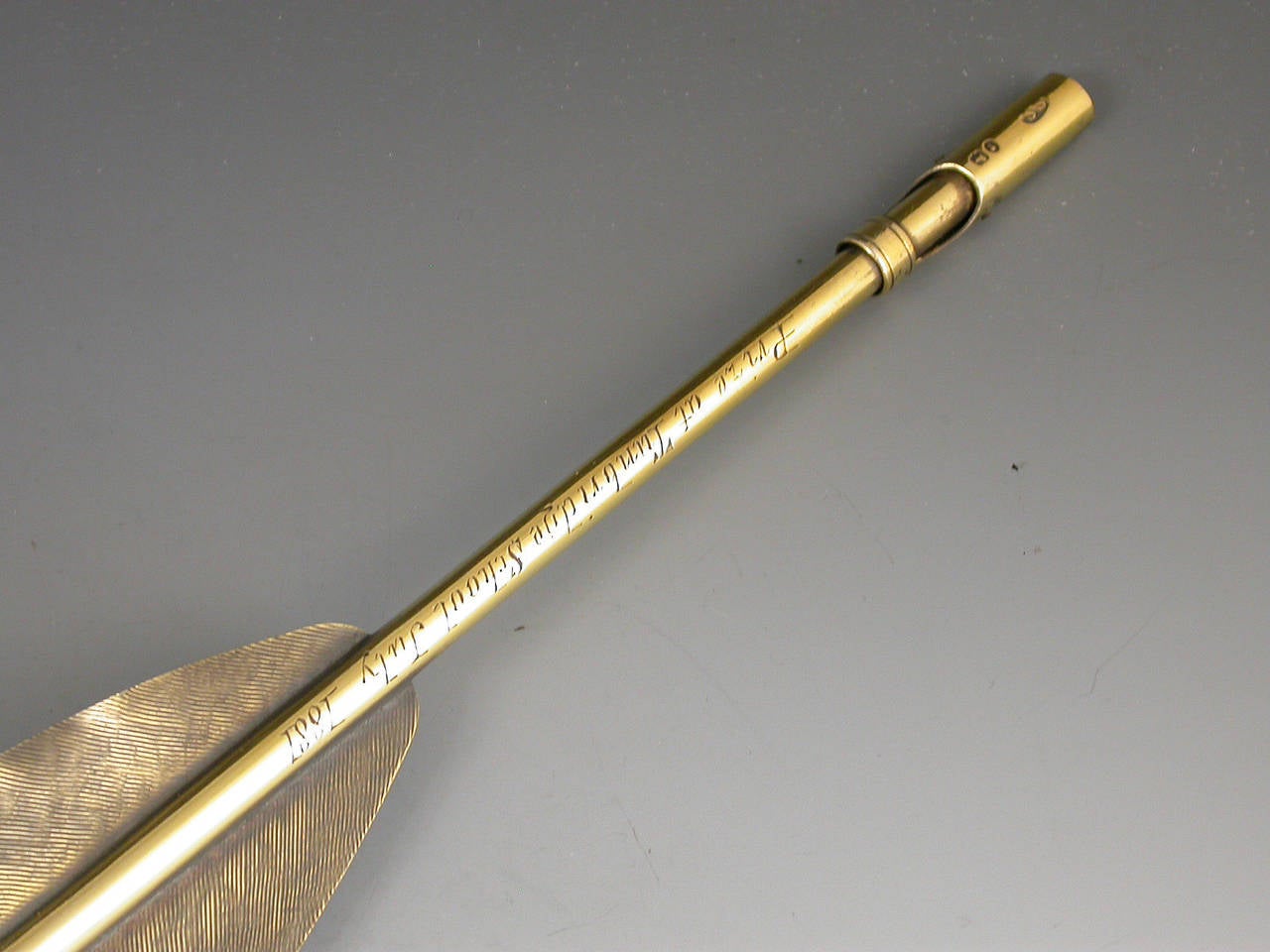 19th Century Victorian Cased Silver Gilt Prize Quill Pen