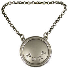 George III Antique Silver Disc shaped Wine Label 'Port'