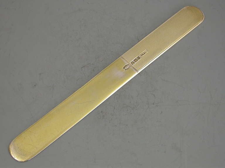 Vermeil Edwardian Antique Silver Gilt Paper Knife