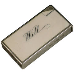 Victorian Silver and Enamel Calling Card Vesta Case, Engraved 'Will'
