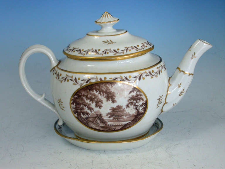 Porcelain Rare John Rose Coalport Teapot, Cover & Stand
