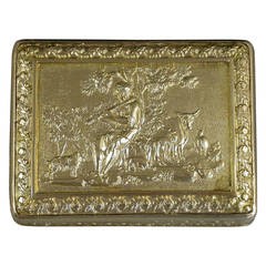 George III Silver Gilt 'Shepherd Boy' Vinaigrette Box with Swan Decorated Grille
