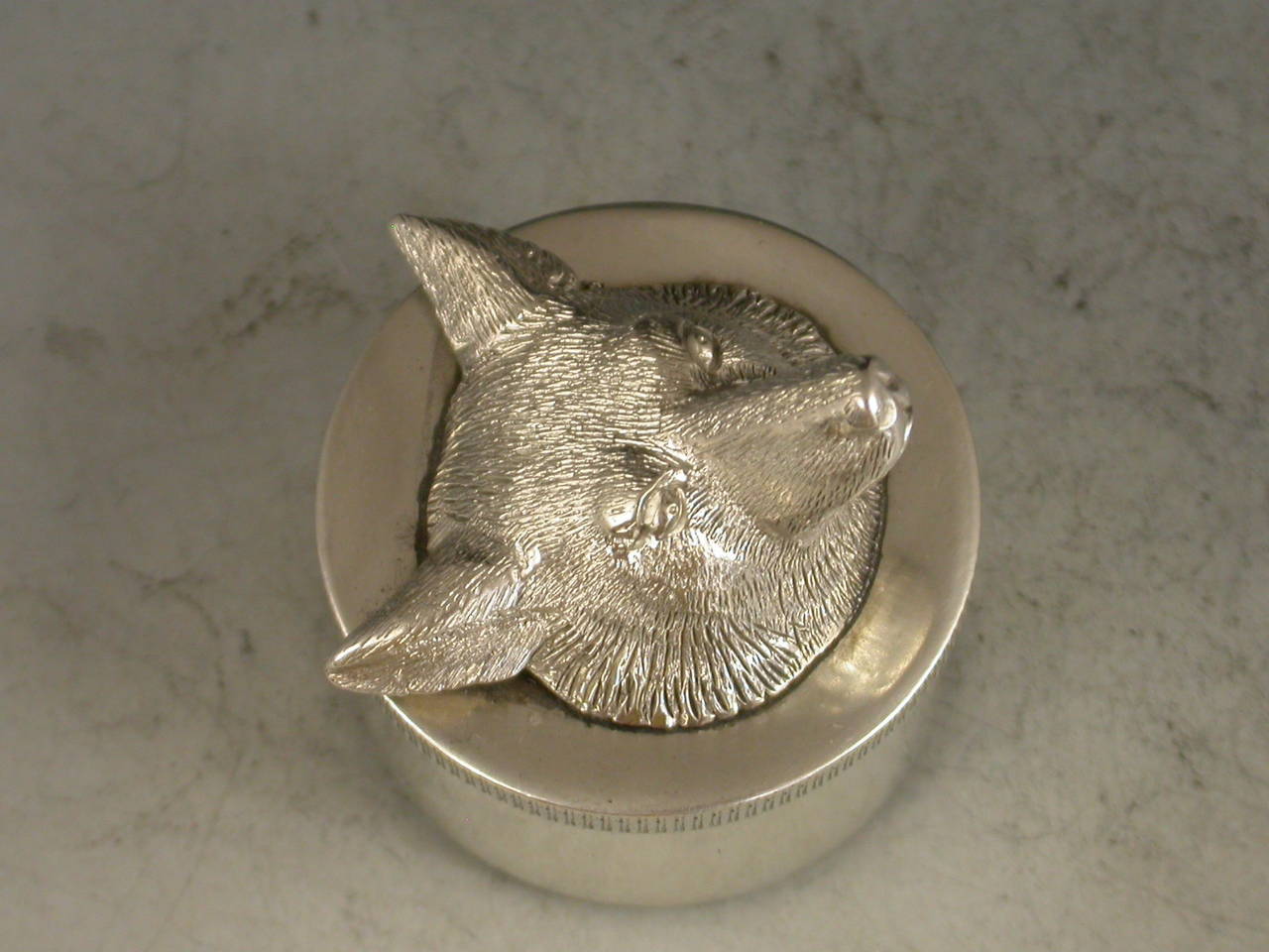 English George V Antique Silver Fox Head Pocket Pencil Sharpener