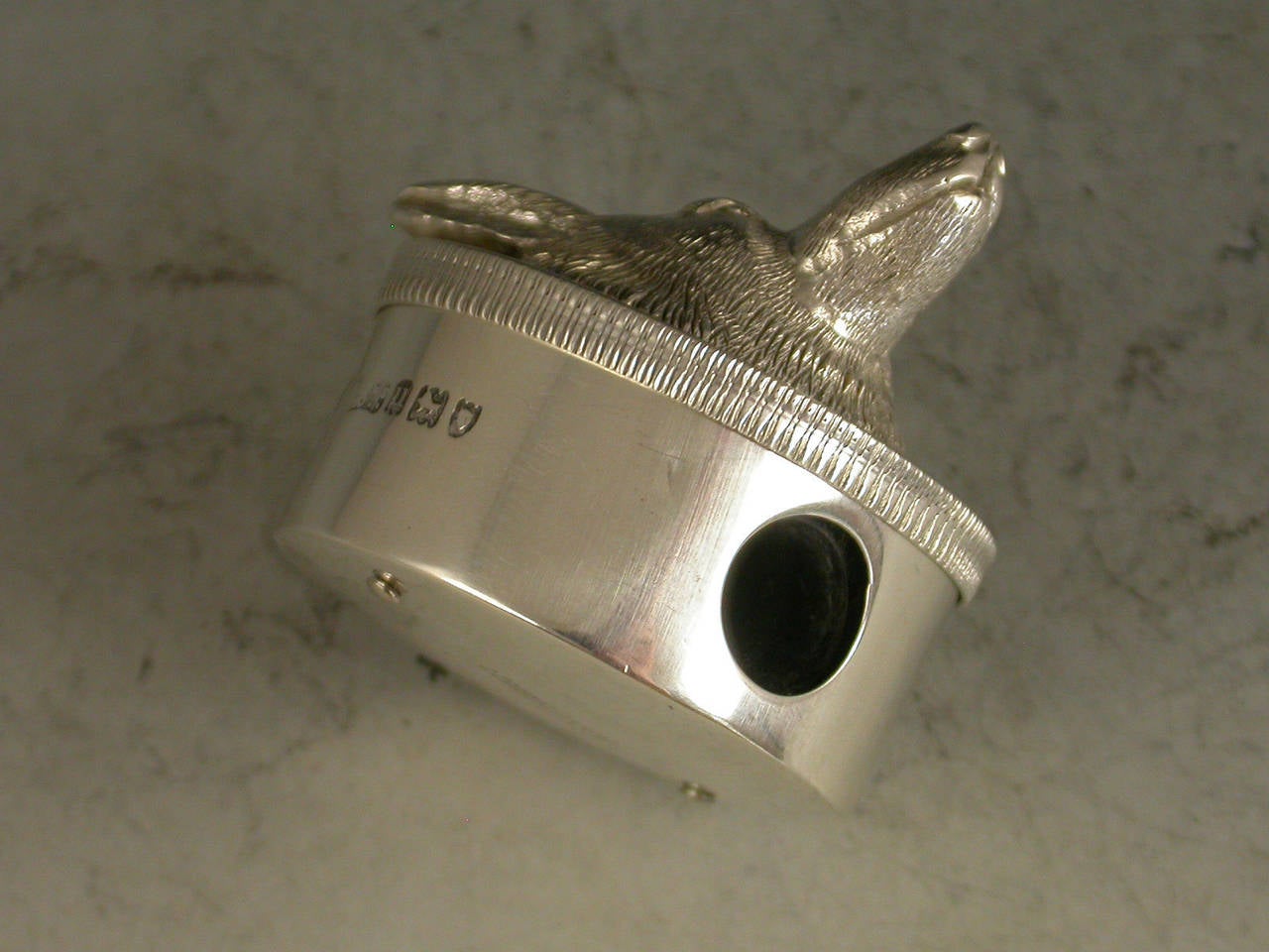 George V Antique Silver Fox Head Pocket Pencil Sharpener In Good Condition In Sittingbourne, Kent