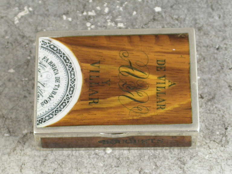 Victorian Silver & Enamel Cuban Cigar Box Vesta Case In Excellent Condition In Sittingbourne, Kent