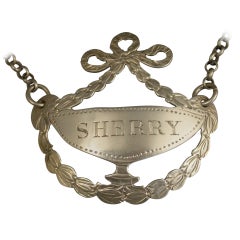 George III Antique Silver Goblet & Festoon Wine Label 'Sherry' 