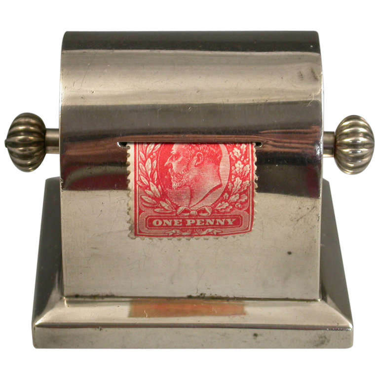 Edwardian Silver Silngle Coil Stamp Dispenser at 1stdibs