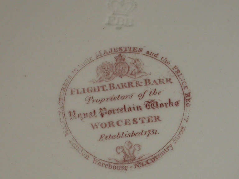 19th Century Flight Barr & Barr Worcester Dessert Plate 'Billingsley Style Roses' 