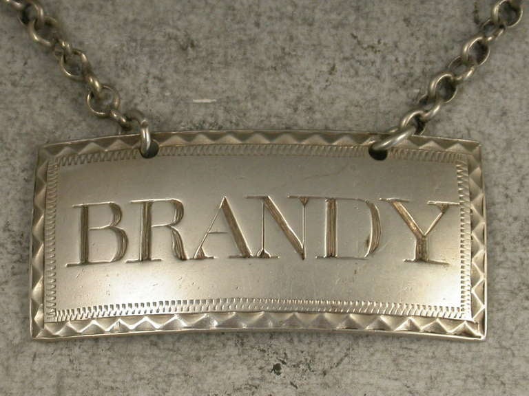 George III Antique Silver Wine Label 'Brandy'