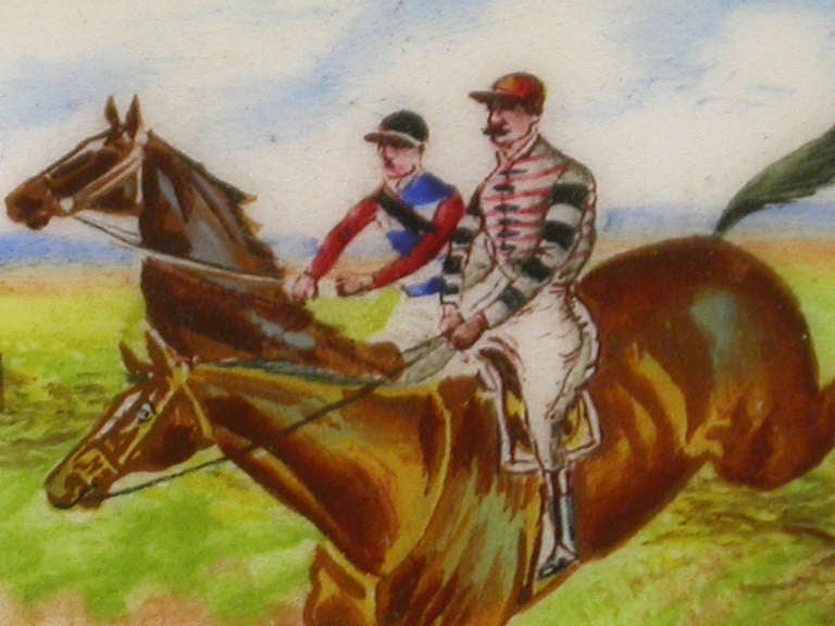 Edwardian Silver & Enamel Point-to-Point Racing Vesta Case