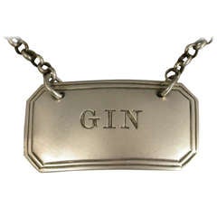 George IV Antique Provincial Silver Wine Label 'Gin' 