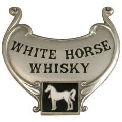 Early 20th Century Silver & Enamel White Horse Whisky Wine Label 