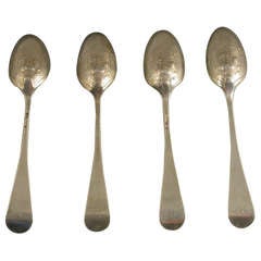 Set 4 Mid 18th Century 'Picture Front & Back' Teaspoons Hen & Chicks 