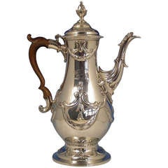 George III Antique Silver Adam Style Coffee Pot 