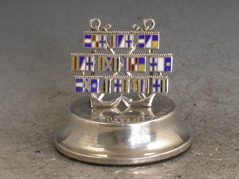 Edwardian Antique Silver & Enamel Admiral Lord Nelson Menu Holder