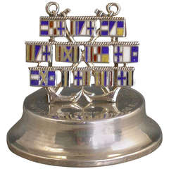 Edwardian Antique Silver & Enamel Admiral Lord Nelson Menu Holder