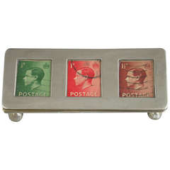 Edwardian Antique Silver Trough Shape Triple Compartment Stamp Box