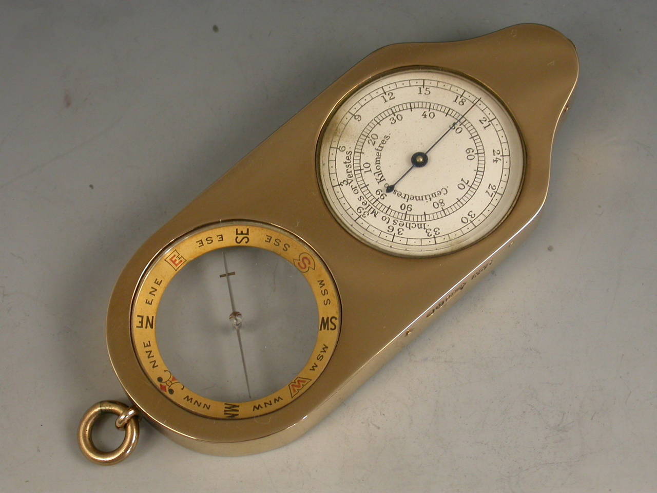 Edwardian Cased Nine-Karat Gold Opisometer or Compass or Map Measuring Tool 1