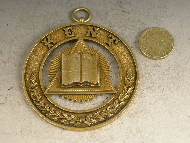 19th Century Victorian Silver Gilt Masonic Medal / Badge 'Kent'