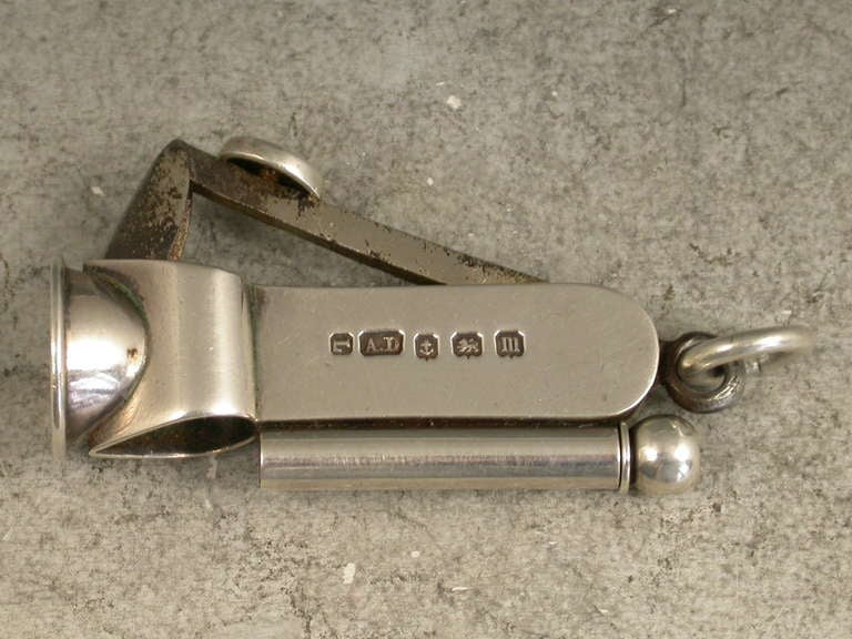 George V Antique Silver Combined Cigar Cutter / Telescopic Pencil  In Good Condition In Sittingbourne, Kent