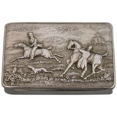 Victorian Silver Hunting Scene Snuff Box