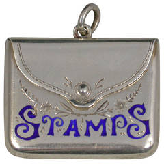 Edwardian Novelty Silver and Enamel Envelope Stamp Case