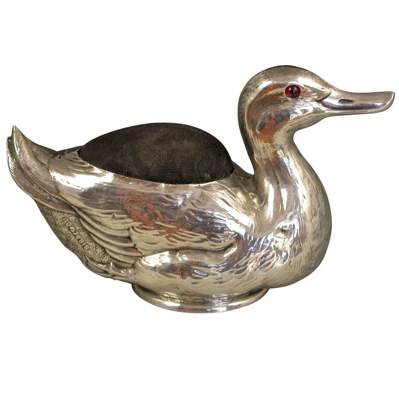 George V Antique Silver Duck Pin Cushion at 1stDibs