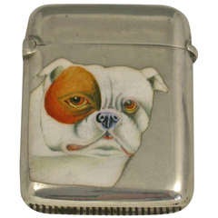 Victorian Silver & Eamel British Bulldog Vesta Case